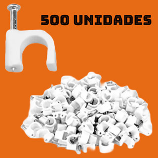 Grampo Miguelão Fixa Fio Cabo Coaxial 7mm / 8mm RG6 com Prego - 500 Unidades em Oferta na Shopee