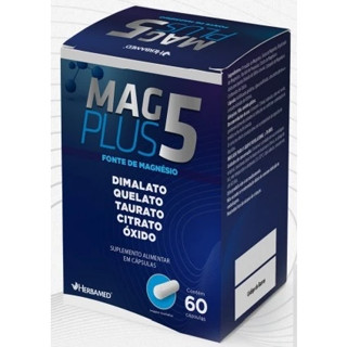Magnésio MAG 5 PLUS - Dimalato - Quelato - Taurato - Citrato - Óxido 60 caps