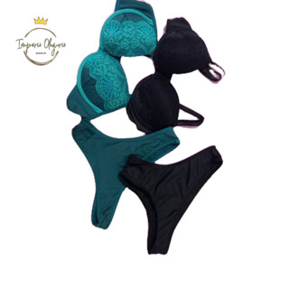Conjunto lingerie Kit lingerie 2 conjuntos calcinha e sutiã com bojo