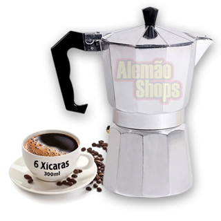 Cafeteira Italiana 6 Xicaras Moka 300ml Café Expresso Aluminio Gourmet Café Especial