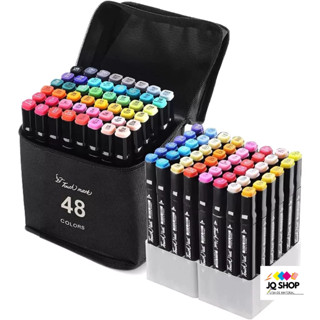 KIT 24/48/60 Estojo Bolsa Caneta Marcadores TOUCH Com Ponta Dupla Tampa Com NÚMERO DE CORES Conjunto Pintura Artística Papelaria/Escritório/Escola