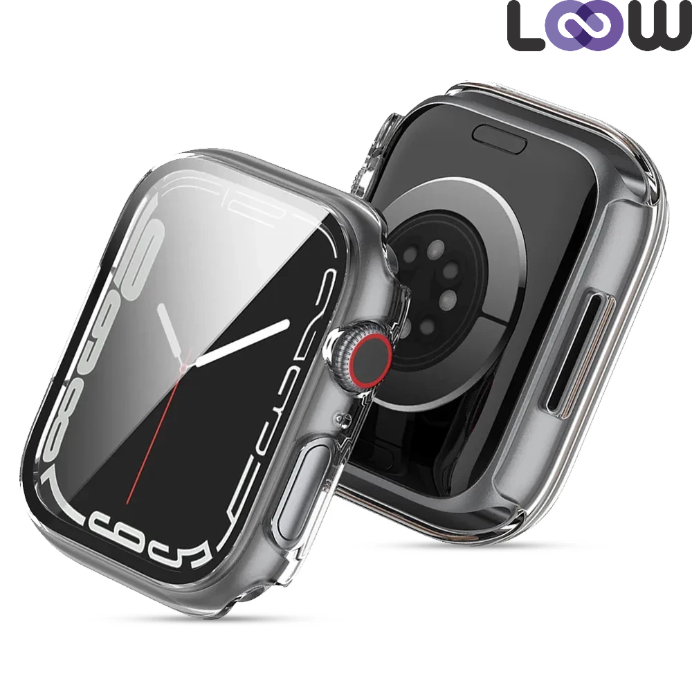 Capa Bumper Para Apple Watch Series 9 41mm 45mm Capinha Case Com Vidro Embutido Película