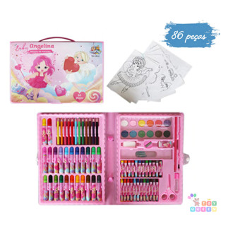 Maleta De Pintura Infantil Baby Angelina Color Estojo 86 peças