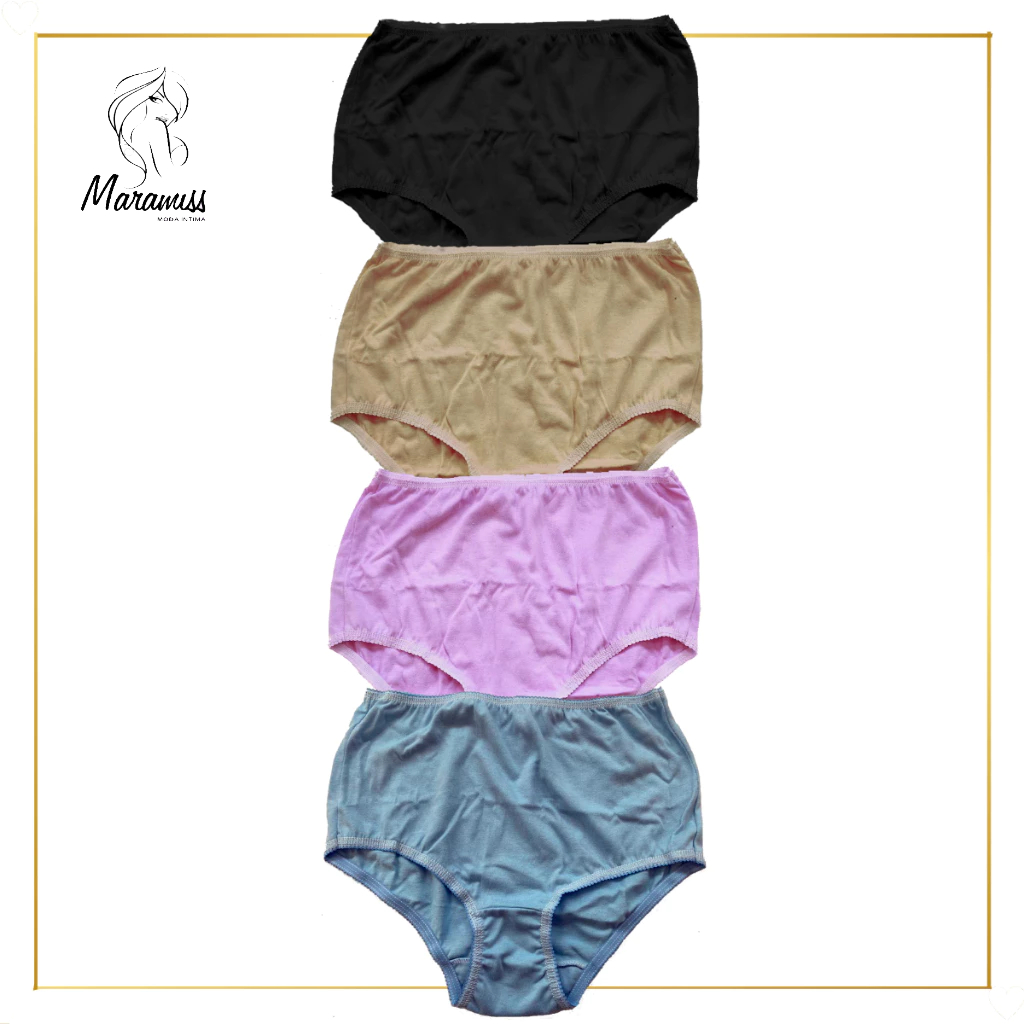 Kit 3 Calcinha Senhora Plus Size Cores Sortida Elástico Confortável - Maramiss Lingerie em Oferta na Shopee