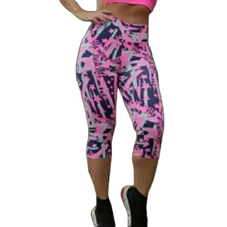Calça Legging Corsário Suplex Estampado Cintura Alta Academia Fitness