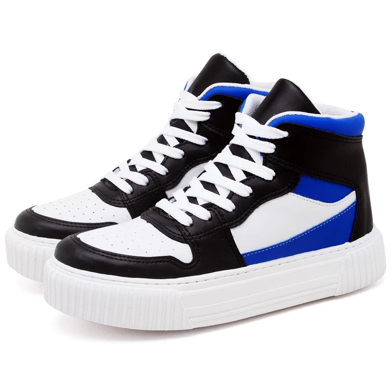 Tenis Cano Medio Dubuy Feminino Plataforma Branco Azul 030FG em Oferta na Shopee