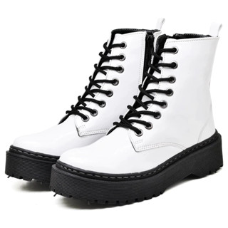 Bota Coturno Dubuy Feminina Tatorado Branco Verniz Domo 1105FG