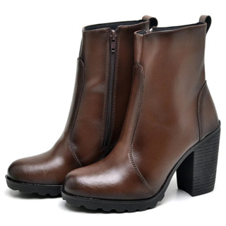 Bota Feminina Dubuy Salto Grosso Cano Medio Marrom Kate 1008FG