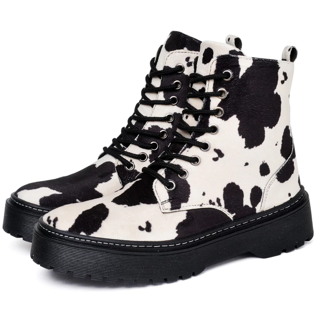 Bota Coturno Dubuy Tratorada Feminina Estampa Cow Preto Domo 1105FG em Oferta na Shopee