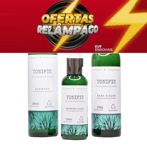 Grandha Kit Tonific Flores Vegetais Fortalece e Estimula o Crescimento Shampoo Tonico Condicionador em Oferta na Shopee