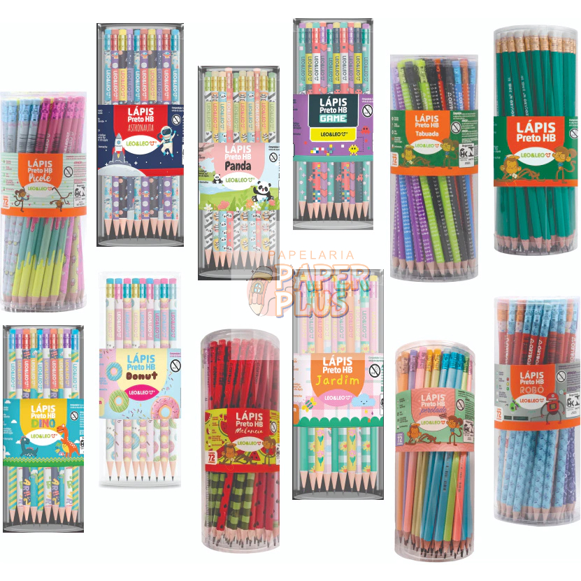 kit Lápis com Borracha Material Escolar varias estampas Escolar Lápis Escrever