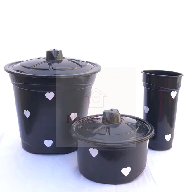 Kit pia de cozinha coração 3 Peças Lixeira Porta Sabão Porta Detergente fofo Preto Decorativo