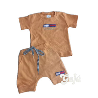 conjunto bebê verão saruel menino malha suedine p m g gg blusa e bermuda.