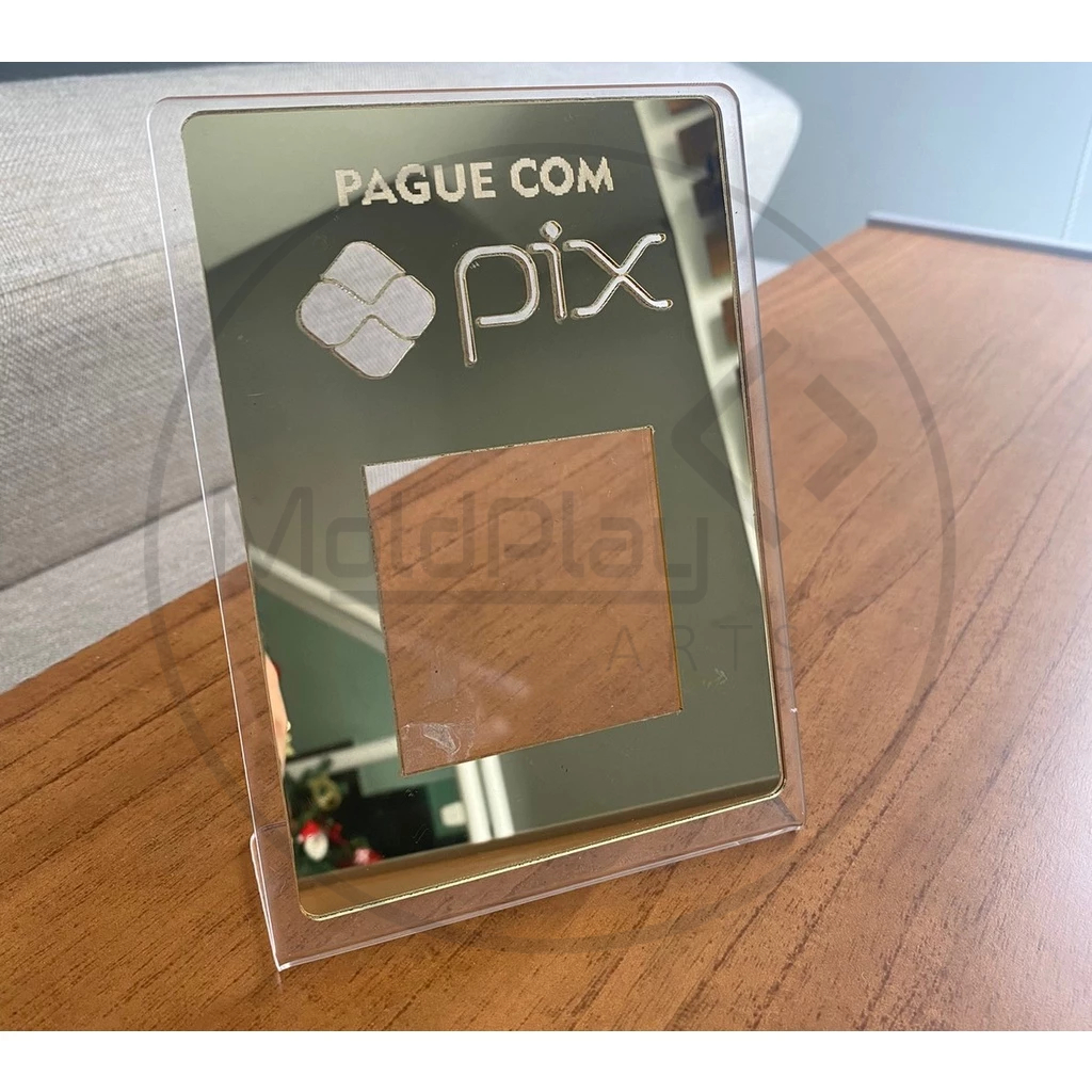 Placa Pix Display Mesa Balcão PIX Decoração Comércio Loja