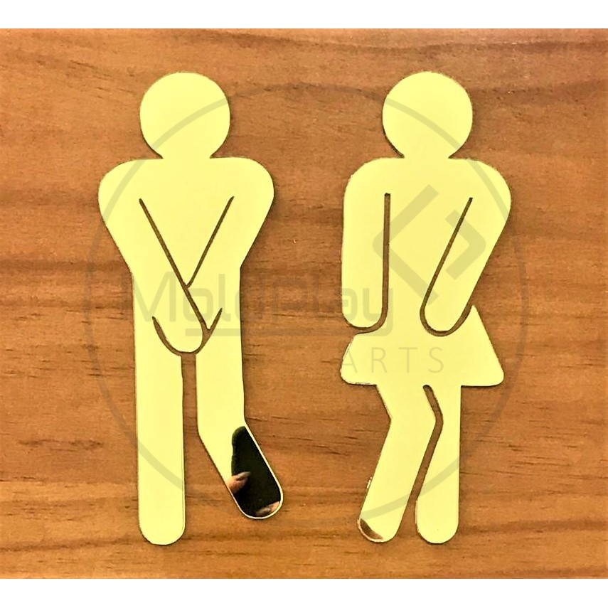 Espelho Placa Decorativa Indicativa Banheiro Divertida Inteira - Acrílico Espelhado Dourado