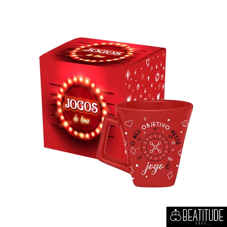 Caneca Chá, Café, Chocolate Quente Mini Quartier Vermelha 220ml Jogo Do Amor Namorados Simas