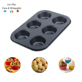 Forma Cupcake Antiaderente com 6 Cavidades Muffins Bolos Pão De Queijo
