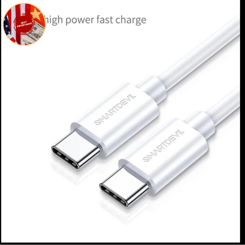 Cabo USB-C Duplo 60W SmartDevil: Carregamento Rápido e Conectividade Confiável! - NEXT IMPORTADOS