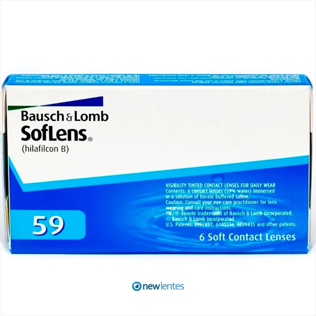 Lentes de Contato Soflens 59 para miopia ou hipermetropia descarte mensal caixa com 6 lentes