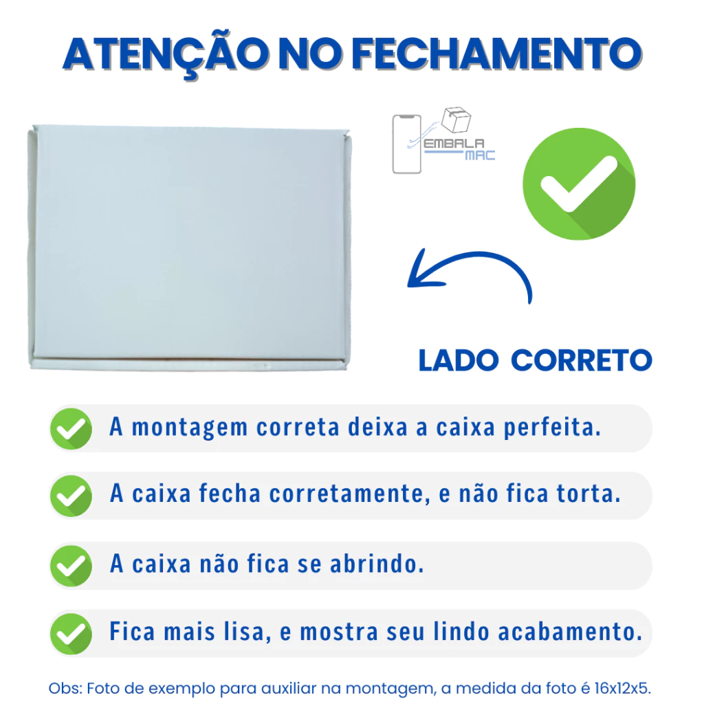 10 Caixas De Papelão 16x12x5 Montável Cor Branco Pac Envios — imagem 2 de 2