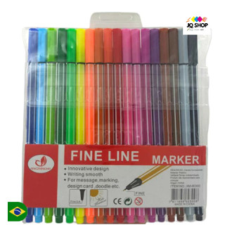 Kit Com 18 cores canetas colorido FINELINER linha ponta fina 0,4mm fine line marker 1660A-18