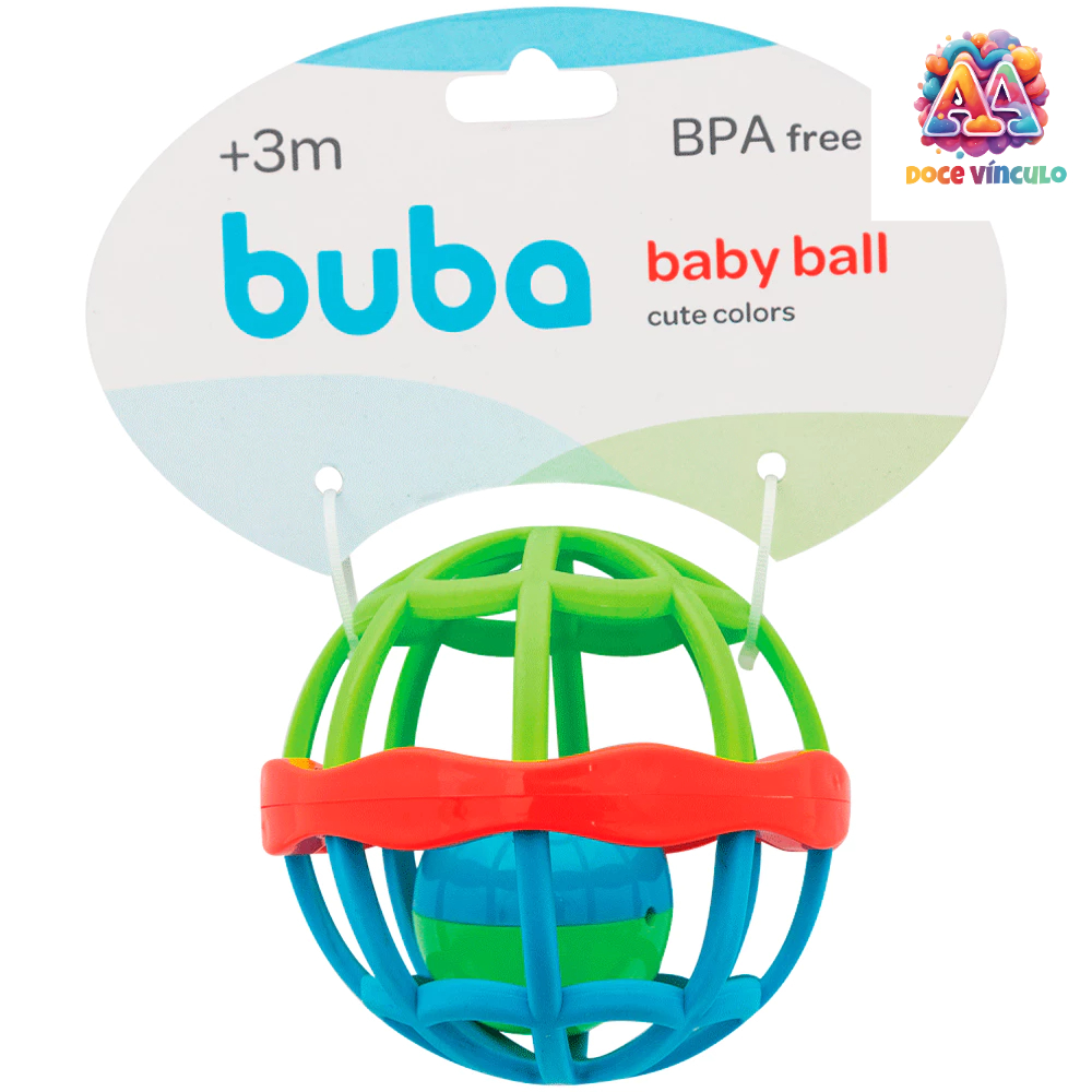 Brinquedo Bebê Chocalho Baby Ball Cute Colors Buba Estimulação Habilidades Motoras E Cognitivas