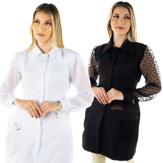 Jaleco Feminino Manda de Renda Tecido com Elastano