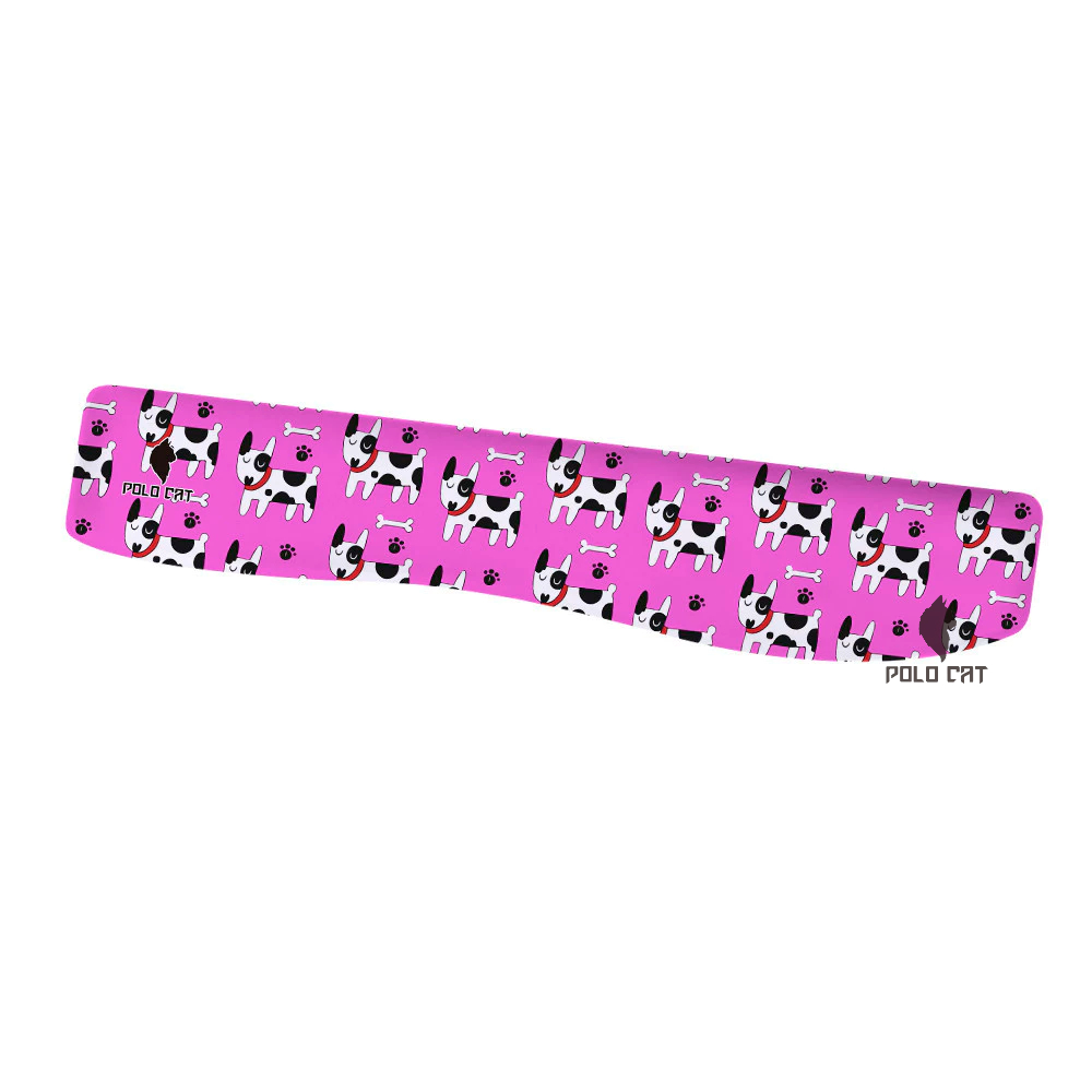 Apoio de Teclado Curvo Ergonomico Background Dog Dalmata Fundo Rosa