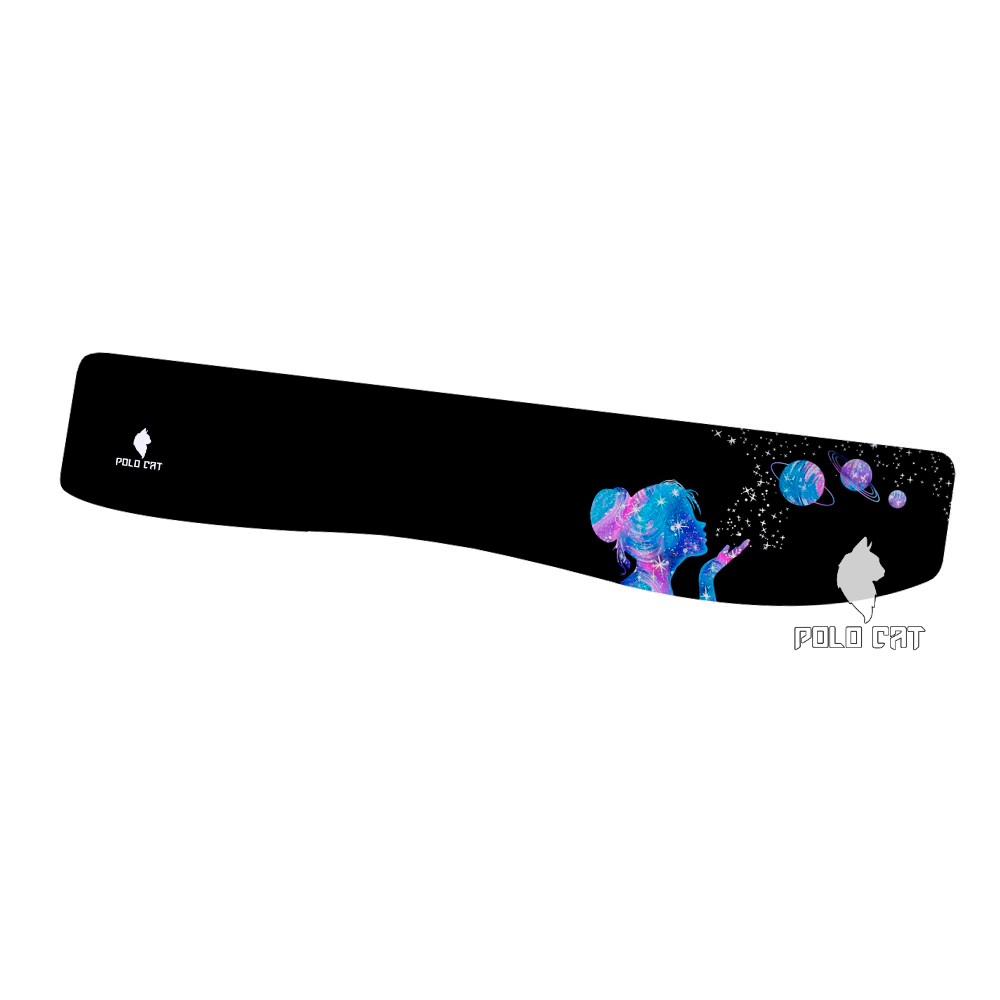 Apoio de Teclado Curvo Ergonomico Mulher Planetas Universo