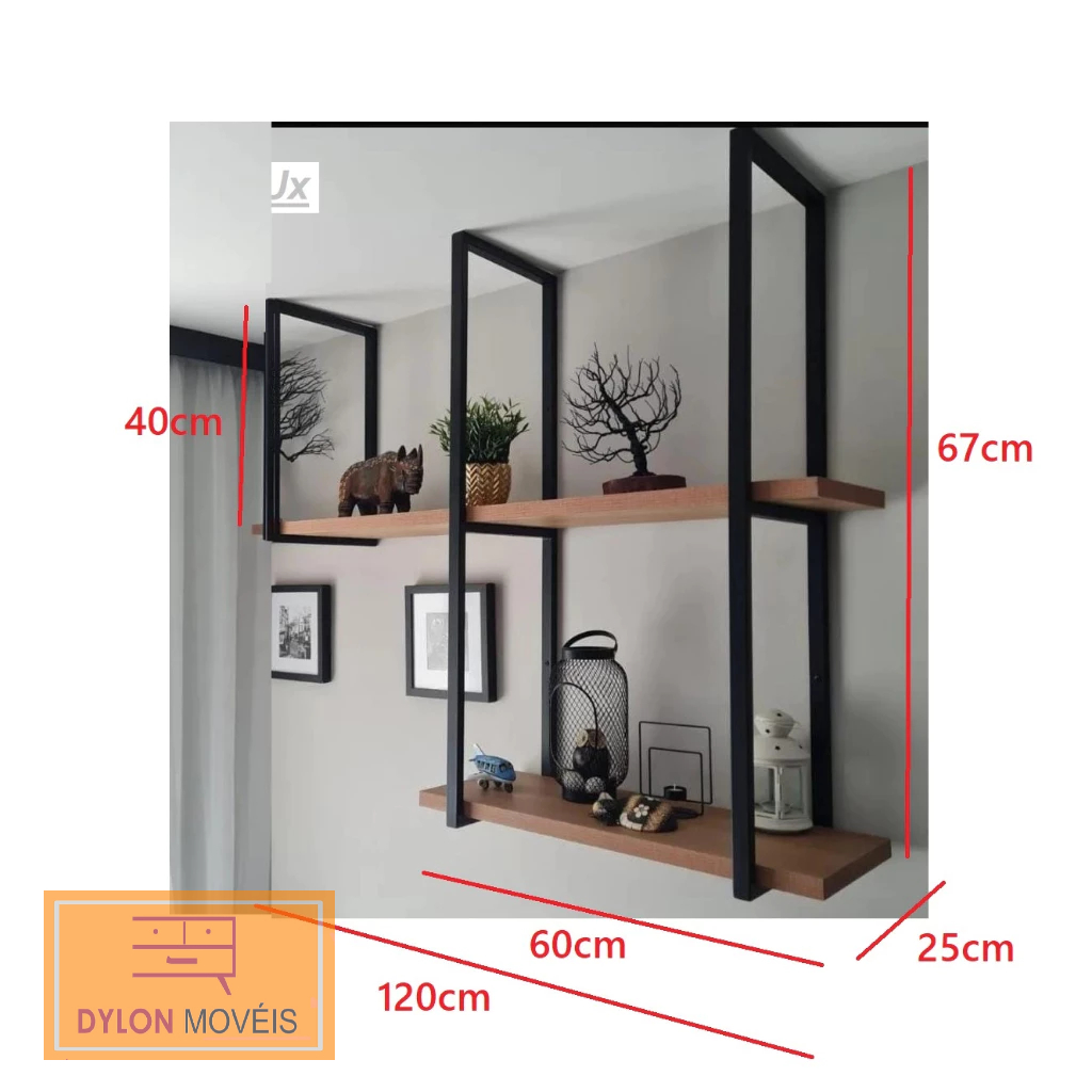 Kit lux prateleiras industrial, suporte reforçado de ferro em Oferta na Shopee