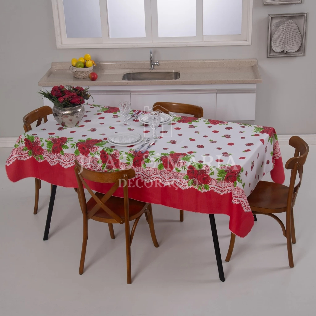 Toalha Oxford De Mesa Tecido Estampado De 4 e 6 Lugares Envio Imediato