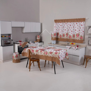 Jogo De Cozinha Oxford Cortina De Janela Toalha De Mesa 4 e 6 Lugares em Oferta na Shopee