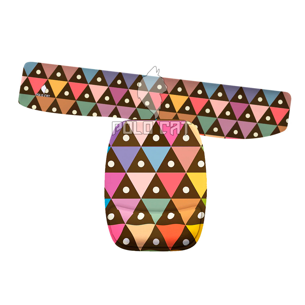 Kit Mouse Pad e Apoio de Teclado Ergonomico Triangulos Bolinha Colorido