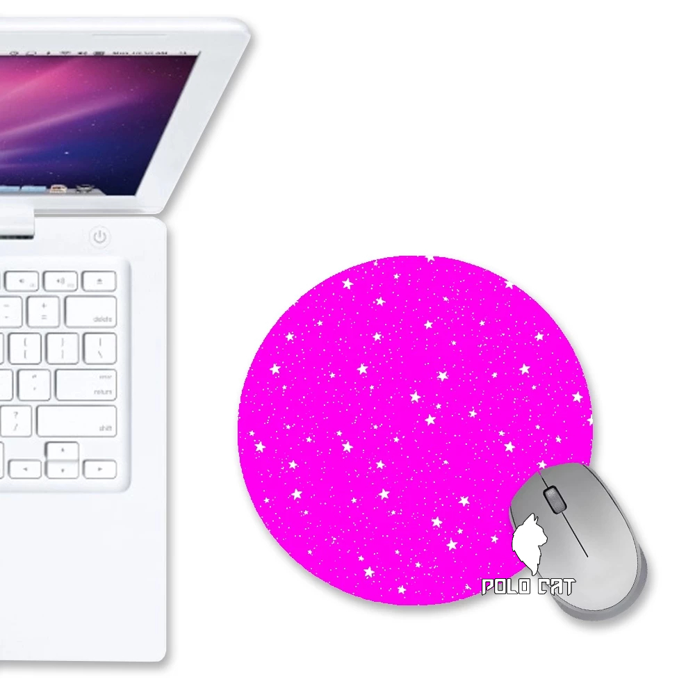Mouse Pad Redondo Estrelas Rosa Universo