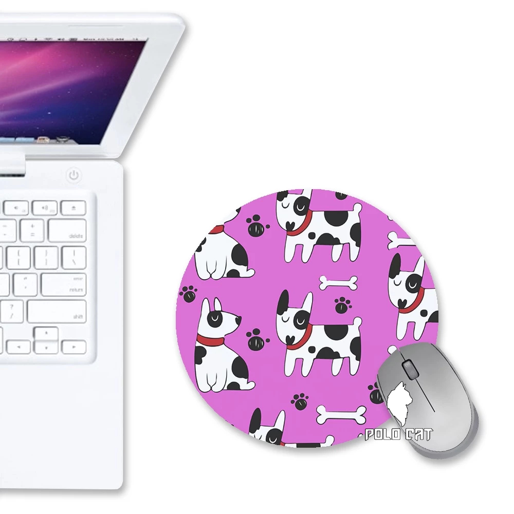 Mouse Pad Redondo Background Dog Dalmata Fundo Rosa
