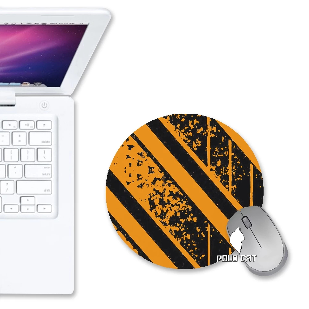 Mouse Pad Redondo Laranja Faixa Transversal