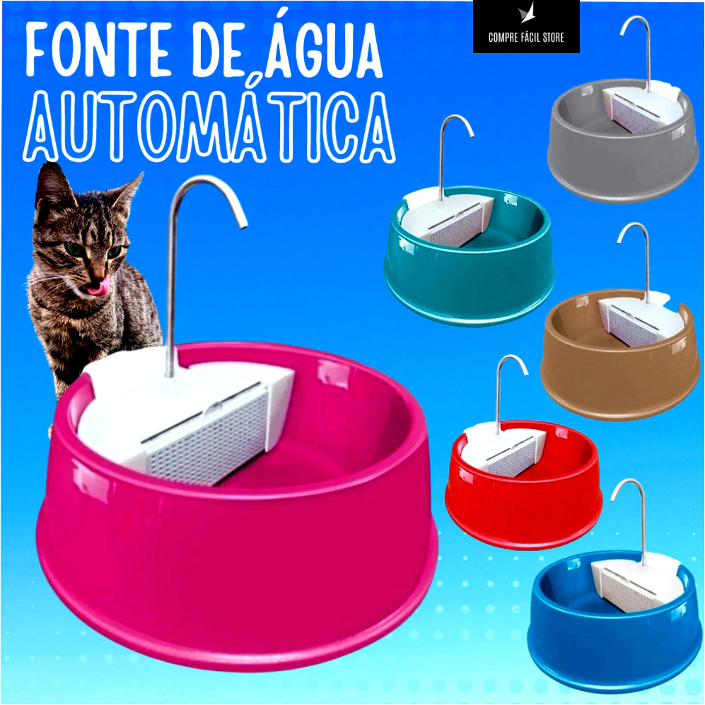 Fonte de Água Bebedouro Automático Para Cães e Gatos Bivolt 1,5 Litros Furacão Pet Joy Com Filtro de Carvão Ativado Vári
