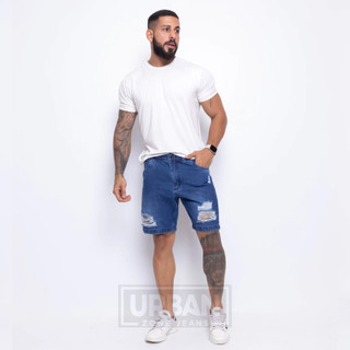 Bermuda Jeans Masculina Rasgada Destroyed Premium Short com Puidos em Oferta na Shopee