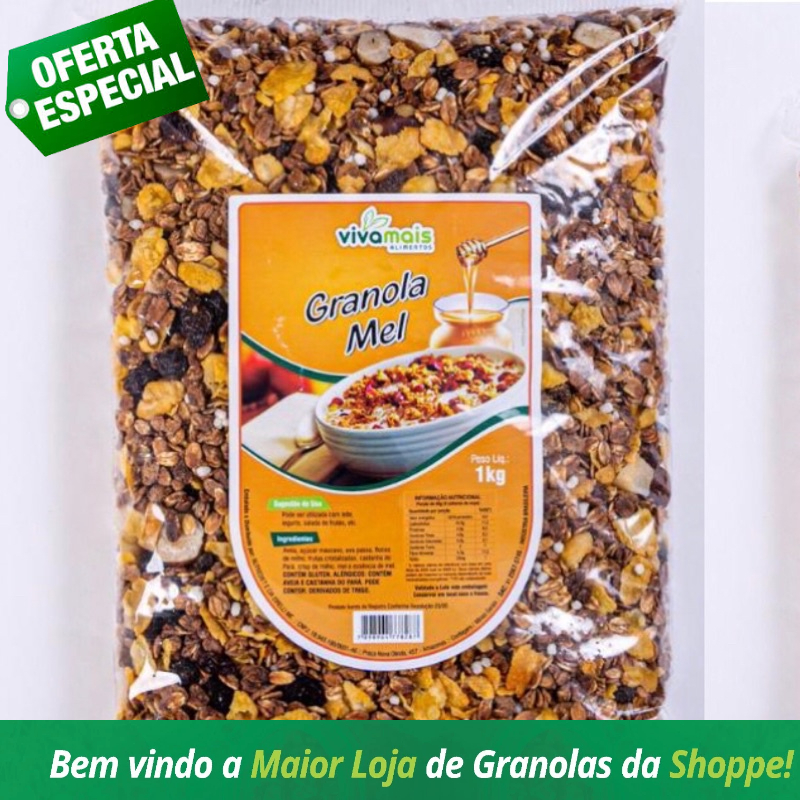 Granola Tradicional Sabor Mel 1kg/Vivamais Alimentos em Oferta na Shopee