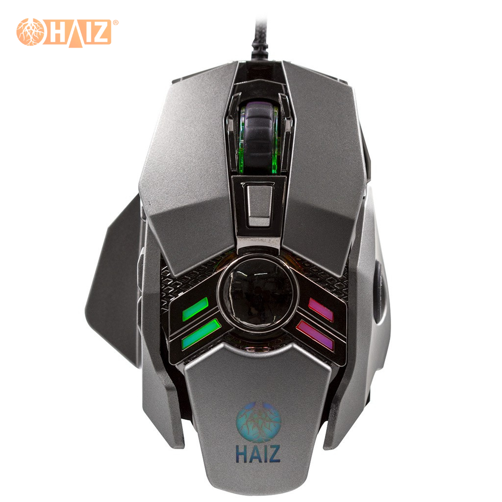 Mouse Gamer USB Leve Para Jogos PC e Console 3200dpi 7 botões Led RGB Base Metálica 7D Haiz HZ-280