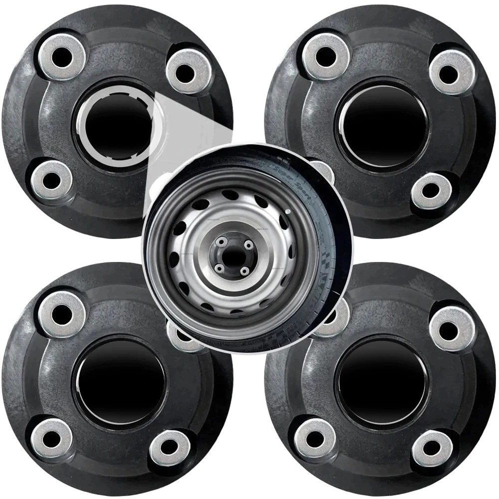Jogo Calota Centro Roda Aro 13 14 15 4 Furos Gol Voyage G2 G3 G4 G5 G6 G7 Saveiro - Preto New Black