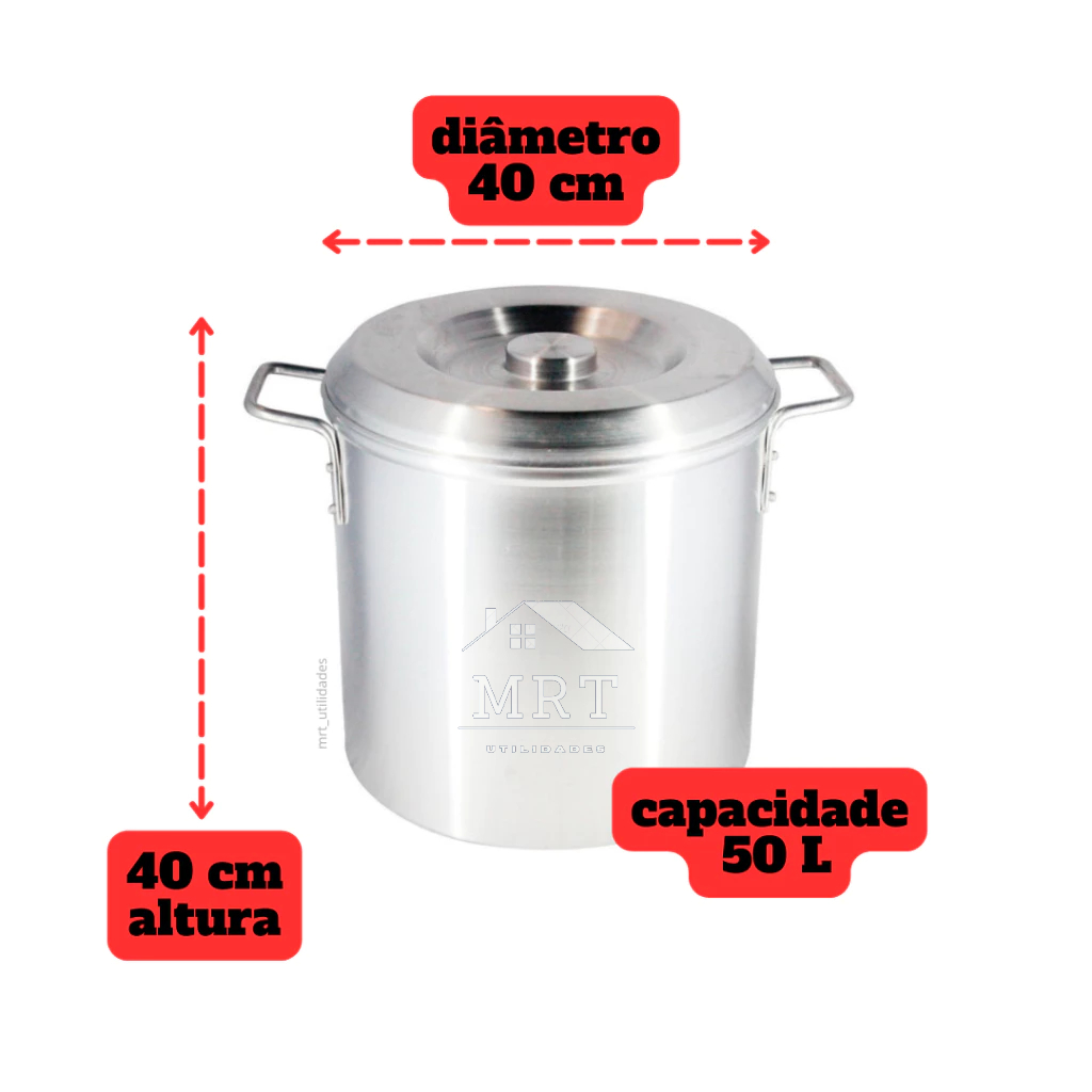 Caldeirão Aluminio Linha Hotel Latão N 40 - 50 litros / Industrial / Cervejeira / Panela Feijoada