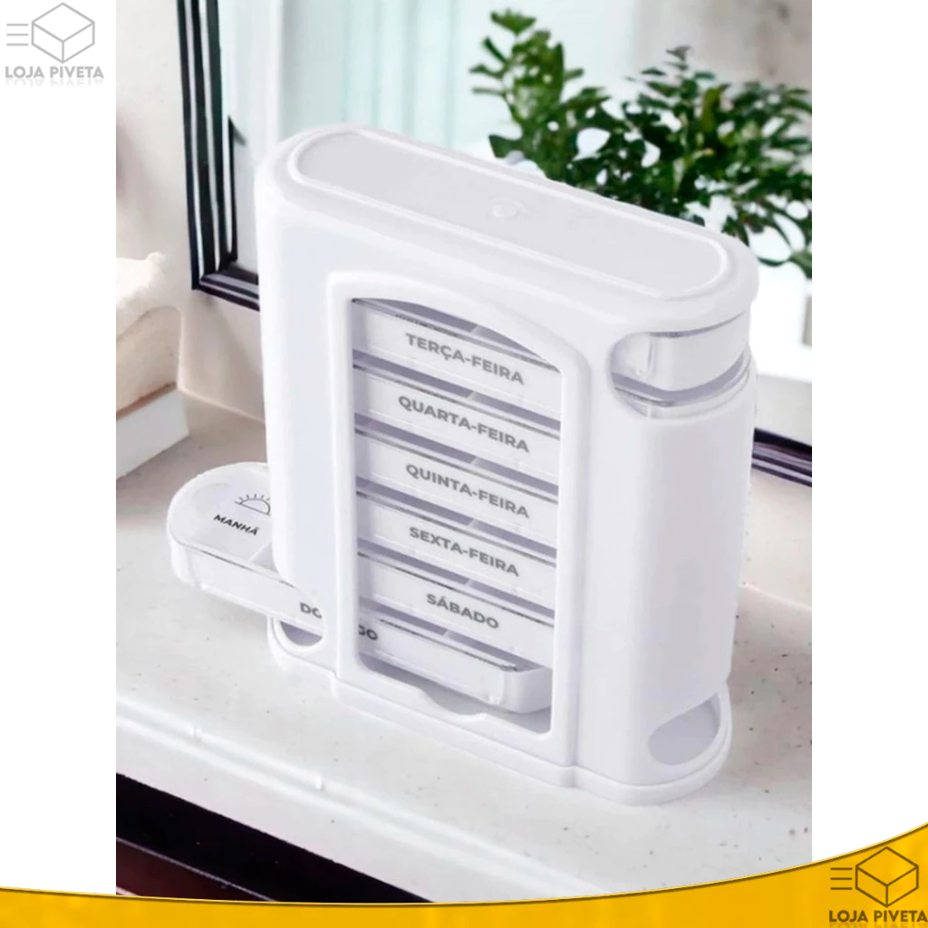 Porta Comprimido Semanal Com Gavetas Formato Torre Plástico PP OFERTA em Oferta na Shopee
