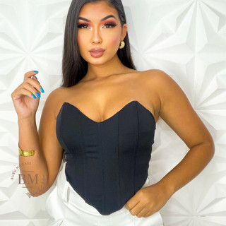 Cropped Top Corset Anira Morcego Tomara que Caia Varias Cores
