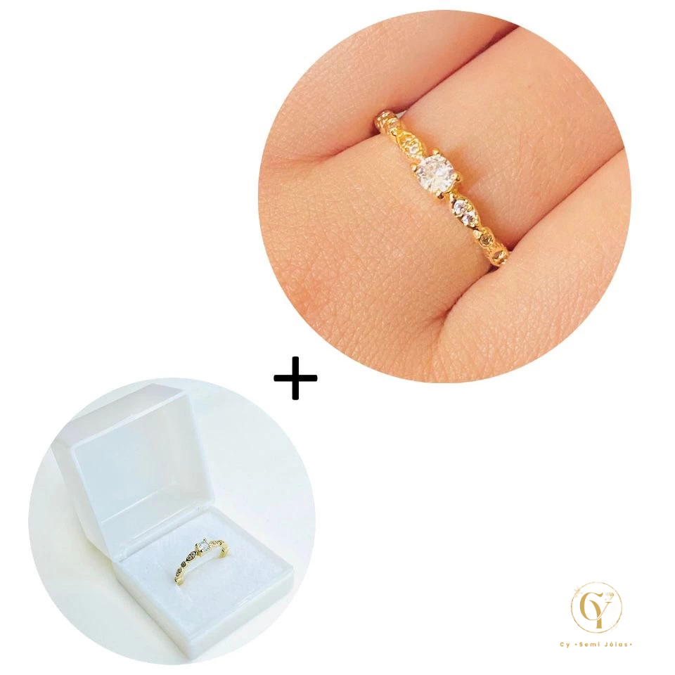 Anel Cristais Chuva de Zircônias Ouro18k Prata925 Com Garantia Vitalícia Noivado Casamento em Oferta na Shopee