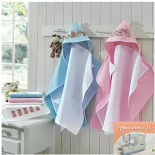 Toalha de Banho com Capuz com forro de Fralda para Bordar Baby Love - Dohler em Oferta na Shopee