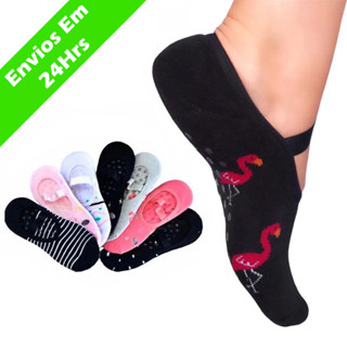 Kit Meia Sapatilha Antiderrapante Feminina Pilates Yoga Algodão - Meia Antiderrapante Feminina