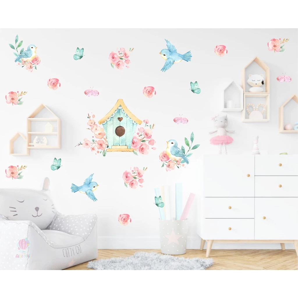 Kit Adesivo de Parede Jardim Encantado - Papel de Parede Infantil Quarto de Menina - Adesivo de Parede Infantil