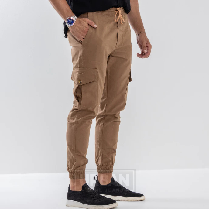 Calça Jogger Masculina Cargo Sarja Slim com Cordão Bolso Embutido Bolso Faca em Oferta na Shopee