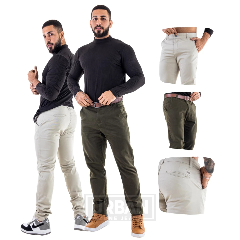 Kit 2 Calças Masculinas Alfaiataria com Bolso Embutido Slim Esporte Fino em Oferta na Shopee